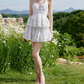 Mini robe de soirée en satin, sans bretelles, sans manches, ligne a, simple, C899