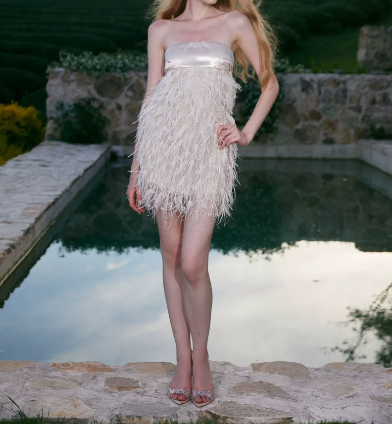Mini robe de soirée en satin, sans bretelles, sans manches, ligne a, simple, C899