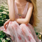 Glam V Neck Pink Prom Dress Chiffon Beaded A-Line Evening Dress C9067