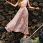 Glam V Neck Pink Prom Dress Chiffon Beaded A-Line Evening Dress C9067