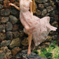 Glam V Neck Pink Prom Dress Chiffon Beaded A-Line Evening Dress C9067