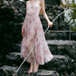 Glam V Neck Pink Prom Dress Chiffon Beaded A-Line Evening Dress C9067