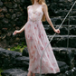 Glam V Neck Pink Prom Dress Chiffon Beaded A-Line Evening Dress C9067