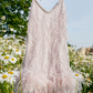 Playful Spaghetti Straps Pink Homecoming Dress Feather Beaded Sheath Party Dress C9068