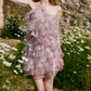 Mini robe de soirée en satin, sans bretelles, sans manches, ligne a, simple, C899