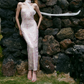 Gorgeous Strapless Pink Prom Dress Sequins Sheath Evening Dress C9070
