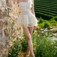 Graceful Spaghetti Straps Ivory Homecoming Dress Lace Appliques A-Line Party Dress C9071