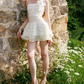 Graceful Spaghetti Straps Ivory Homecoming Dress Lace Appliques A-Line Party Dress C9071
