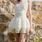 Graceful Spaghetti Straps Ivory Homecoming Dress Lace Appliques A-Line Party Dress C9071