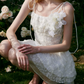 Graceful Spaghetti Straps Ivory Homecoming Dress Lace Appliques A-Line Party Dress C9071