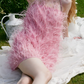 Adorable Beaded Spaghetti Straps Homecoming Dress Pink Feather A-Line Party Dress C9072