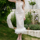 Robe de bal de princesse bustier à volants en satin long, robe de soirée C8117