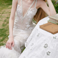 Robe de bal de princesse bustier à volants en satin long, robe de soirée C8117