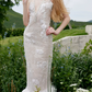 Robe de bal de princesse bustier à volants en satin long, robe de soirée C8117