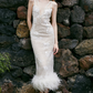 Robe de bal de princesse bustier à volants en satin long, robe de soirée C8117