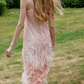 Sweet Spaghetti Straps Prom Dress Pink Sequins Feather Sheath Evening Dress C9074