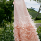 Sweet Spaghetti Straps Prom Dress Pink Sequins Feather Sheath Evening Dress C9074