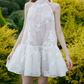 Attractive Halter Neck Beaded Homecoming Dress White Lace A-Line Party Dress C9075