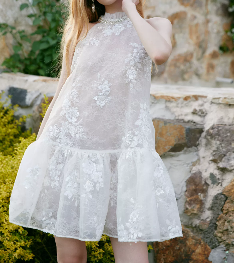 Attractive Halter Neck Beaded Homecoming Dress White Lace A-Line Party Dress C9075