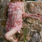 Cute Halter Neck Homecoming Dress Pink Ruffles A-Line Party Dress C9076