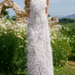 Romantic Spaghetti Straps Prom Dress Silver Sequins Feather Sheath Evening Dress C9077