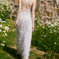 Romantic Spaghetti Straps Prom Dress Silver Sequins Feather Sheath Evening Dress C9077