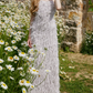 Romantic Spaghetti Straps Prom Dress Silver Sequins Feather Sheath Evening Dress C9077