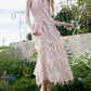 Sweet Halter Neck Pink Prom Dress Ruffles Lace Evening Dress C9079