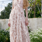 Sweet Halter Neck Pink Prom Dress Ruffles Lace Evening Dress C9079