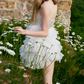 Classical Spaghetti Straps Ruffles Homecoming Dress White Crystals Party Dress C9080