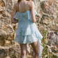 Mini robe de soirée en satin, sans bretelles, sans manches, ligne a, simple, C899
