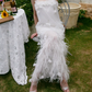Robe de bal de princesse bustier à volants en satin long, robe de soirée C8117