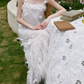 Robe de bal de princesse bustier à volants en satin long, robe de soirée C8117