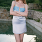 Glam Spaghetti Straps Homecoming Dress Blue Sequins Sheath Party Dress C9085
