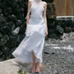 Romantic Backless Halter Neck Prom Dress Blue Sequins A-Line Evening Dress C9087