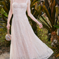 Sweet Spaghetti Straps Prom Dress Pink Lace Sequins A-Line Evening Dress C9088