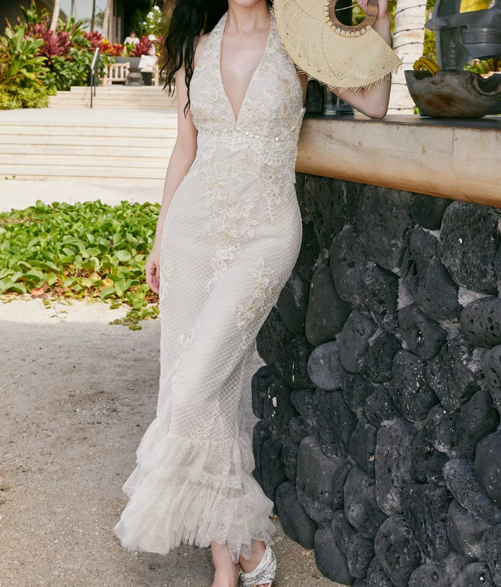 Robe de bal de princesse bustier à volants en satin long, robe de soirée C8117