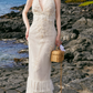 Robe de bal de princesse bustier à volants en satin long, robe de soirée C8117