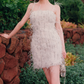 Sexy Spaghetti Straps White Homecoming Dress Sequins Feather Sheath Party Dress C9091