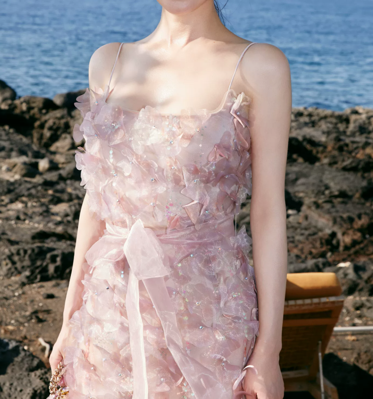 Robe de bal de princesse bustier à volants en satin long, robe de soirée C8117