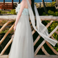 Elegant Illusion Neck Blue Prom Dress Feather Tulle A-Line Evening Dress C9096