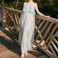 Elegant Illusion Neck Blue Prom Dress Feather Tulle A-Line Evening Dress C9096