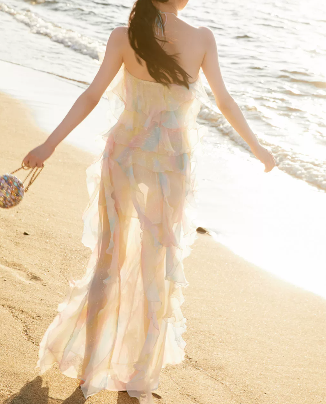 Robe de bal de princesse bustier à volants en satin long, robe de soirée C8117