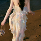 Robe de bal de princesse bustier à volants en satin long, robe de soirée C8117