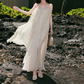 Glam Spaghetti Straps Floral Prom Dress Sequins A-Line Evening Dress C9098