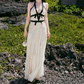 Enchanting Halter Neck Prom Dress Ivory Backless A-Line Evening Dress C9099