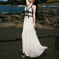 Enchanting Halter Neck Prom Dress Ivory Backless A-Line Evening Dress C9099