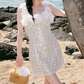 Glittering Spaghetti Straps Homecoming Dress Appliques Sequins Sheath Party Dress C9100