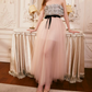 Romantic Strapless Tulle Prom Dress Sequins Floral A-Line Evening Dress C9102