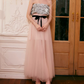 Romantic Strapless Tulle Prom Dress Sequins Floral A-Line Evening Dress C9102